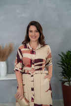 Chemise de viscose estampada marrom